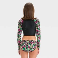 Girls' Floral Printed Rash Guard Set - art class™ Black -Art Class shop GUEST 0728b504 9d4f 448a af44 97a0648d67e5