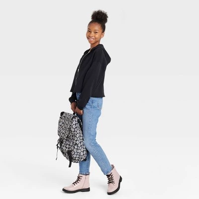 Girls' Boxy Cropped Zip-Up Hoodie Sweatshirt - art class™ White 4 Girls' Boxy Cropped Zip-Up Hoodie Sweatshirt - art class™ White - Image 2