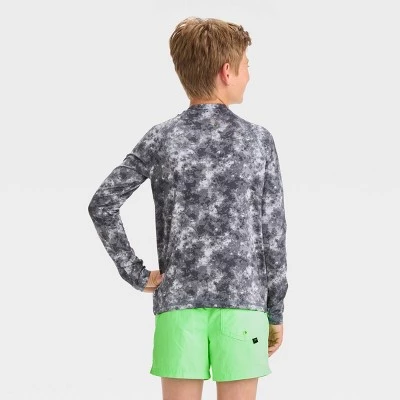 Boys' Long Sleeve Tie-Dye Rash Guard Top - art class™ Black 4 Boys' Long Sleeve Tie-Dye Rash Guard Top - art class™ Black - Image 2