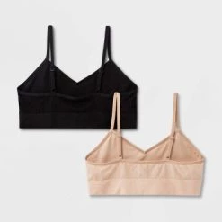 Girls' Solid 2pk Ribbed Longline Bra - art class™ Black