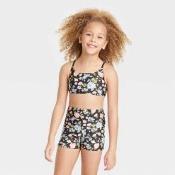 Girls' Tea Party Floral Bike Shorts with Adjustable Back Top Set - art class™ Black -Art Class shop GUEST 0d7ef905 41c0 4f7e a9ee 2ce84af50b94 5
