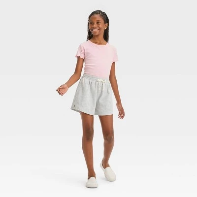 Girls' Waffle Lounge Pull-On Shorts - art class™ Heather Gray 4 Girls' Waffle Lounge Pull-On Shorts - art class™ Heather Gray - Image 2