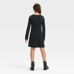 Girls' Long Sleeve Henley Skater Dress - art class™ Purple