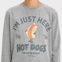 Boys' 'Here For The Hotdogs' Long Sleeve Graphic T-Shirt - art class⢠Dark Gray