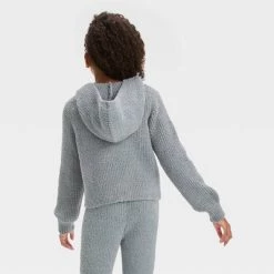 Girls' Cozy Hooded Sweatshirt - art class™ Light Off-white