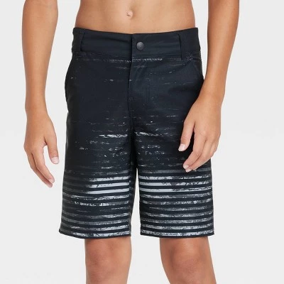 Boys' Striped Hybrid Swim Trunks - art class™ Black 4 Boys' Striped Hybrid Swim Trunks - art class™ Black - Image 2