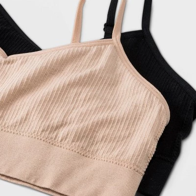 Girls' Solid 2pk Ribbed Longline Bra - art class™ Black 4 Girls' Solid 2pk Ribbed Longline Bra - art class™ Black - Image 2