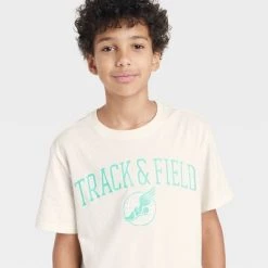 Boys' Track & Field Short Sleeve Graphic T-Shirt - art class™ Cream