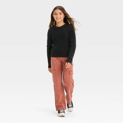 Girls' Fuzzy Ribbed Crewneck Sweater - art class™ White 4 Girls' Fuzzy Ribbed Crewneck Sweater - art class™ White - Image 2