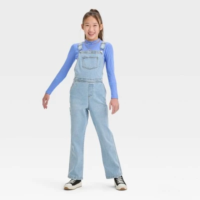 Girls' Denim Utility Overalls - art class™ Light Indigo Blue Wash 4 Girls' Denim Utility Overalls - art class™ Light Indigo Blue Wash - Image 2