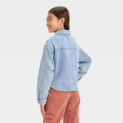 Girls' Washed Fleece Shacket - art class™ Blue