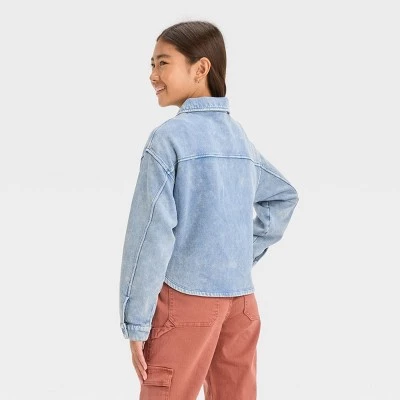 Girls' Washed Fleece Shacket - art class™ Blue 3 Girls' Washed Fleece Shacket - art class™ Blue