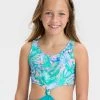 Girls' Floral Printed Tropical Twist Swimsuit - art class™ Light Blue