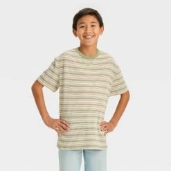 Boys' Short Sleeve Graphic T-Shirt with Horizontal Striped - art class™ Olive Green -Art Class shop GUEST 34612025 ead8 47ed 9c60 b70586ccaee1 5