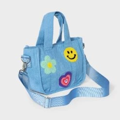 Kids' Mini Crossbody Bag Tote with Denim Patches - art class™ Blue