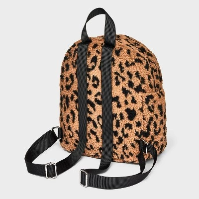 Girls' Printed Leopard Fleece 10.725" Mini Backpack - art class™ Black 3 Girls' Printed Leopard Fleece 10.725" Mini Backpack - art class™ Black