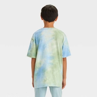 Boys' Short Sleeve Tie-Dye Graphic T-Shirt with Puff Printed Smiley - art class™ Blue 4 Boys' Short Sleeve Tie-Dye Graphic T-Shirt with Puff Printed Smiley - art class™ Blue - Image 2
