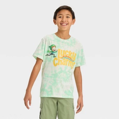 Boys' Short Sleeve Tie-Dye Graphic T-Shirt with Lucky Charms - art class™ Green 10 Boys' Short Sleeve Tie-Dye Graphic T-Shirt with Lucky Charms - art class™ Green - Image 8