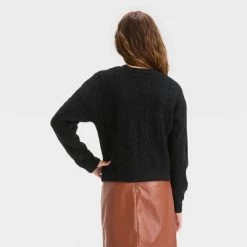 Girls' Cropped Cable Knit Cardigan Sweater - art class™ Blue