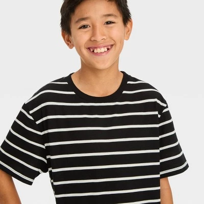 Boys' Short Sleeve Graphic T-Shirt with Horizontal Striped - art class™ Black 3 Boys' Short Sleeve Graphic T-Shirt with Horizontal Striped - art class™ Black