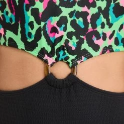 Girls' 'Wild Cat' Cheetah Printed One Piece Swimsuit - art class™ Black