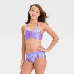 Girls' 'Sweet Flutter' Tie-Dye Rash Guard Set - art class™ Violet