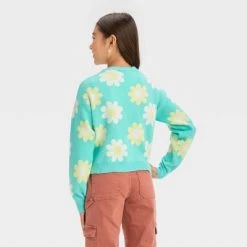 Girls' Novelty Cardigan - art class™ Aqua Blue
