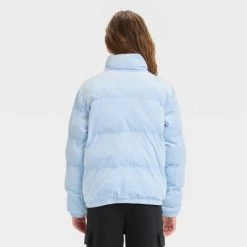 Girls' Solid Velvet Cropped Puffer Jacket - art class⢠Blue