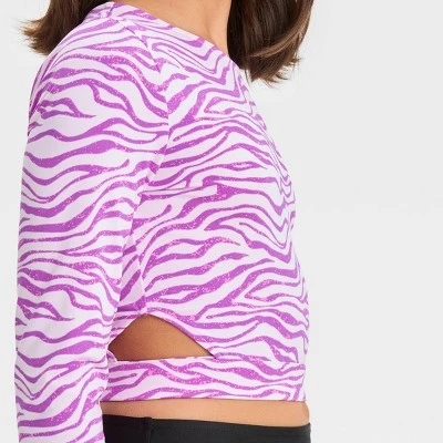 Girls' Zebra Printed Rash Guard Swim Top - art class™ Purple 3 Girls' Zebra Printed Rash Guard Swim Top - art class™ Purple