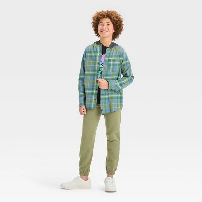 Boys' Flannel Hooded Long Sleeve Button-Down Shirt - art class™ Blue 4 Boys' Flannel Hooded Long Sleeve Button-Down Shirt - art class™ Blue - Image 2