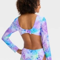 Girls' 'Palm Tree Skies' Tie-Dye Design One Piece Rash Guard - art class™