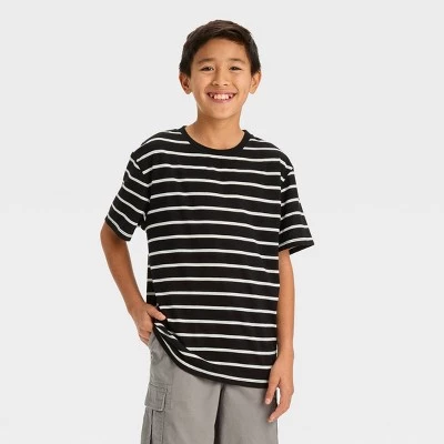 Boys' Short Sleeve Graphic T-Shirt with Horizontal Striped - art class™ Black 7 Boys' Short Sleeve Graphic T-Shirt with Horizontal Striped - art class™ Black - Image 5