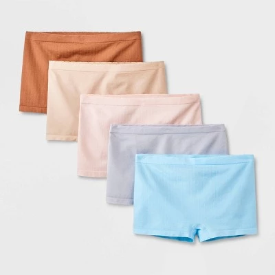 Girls' 5pk Seamless Boyshorts Scallop Waistband Underwear - art class™ Blue 8 Girls' 5pk Seamless Boyshorts Scallop Waistband Underwear - art class™ Blue - Image 6