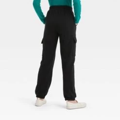 Girls' Fleece Cargo Jogger Pants - art class™ Black