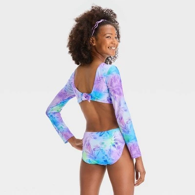 Girls' 'Palm Tree Skies' Tie-Dye Design One Piece Rash Guard - art class™ 4 Girls' 'Palm Tree Skies' Tie-Dye Design One Piece Rash Guard - art class™ - Image 2