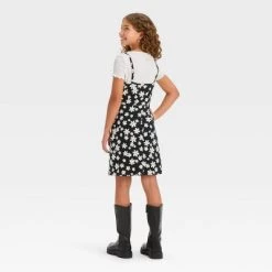 Girls' Short Sleeve 2 for 1 Dress - art class⢠Black