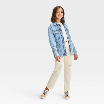 Girls' Oversized Jacket - art class™ Blue Denim 4 Girls' Oversized Jacket - art class™ Blue Denim - Image 2