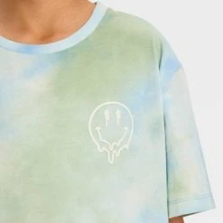 Boys' Short Sleeve Tie-Dye Graphic T-Shirt with Puff Printed Smiley - art class⢠Blue