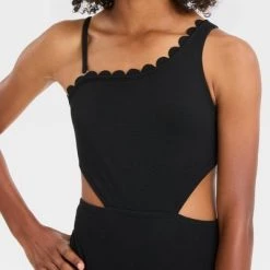 Girls' Sweet Scallop One Piece Swimsuit - art class™ Black