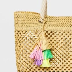 Girls' Paper Striped Straw Tote Bag - art class™ Beige -Art Class shop GUEST 72721f27 7028 44a4 a9fd 38b74830b4ac