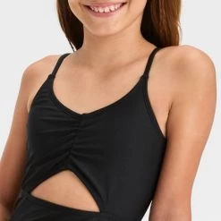 Girls' 'Free Spirit' Solid One Piece Swimsuit - art class™ Black