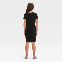 Girls' Short Sleeve Rib-Knit Dress - art class™ Black