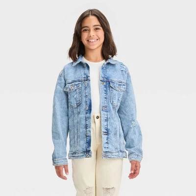 Girls' Oversized Jacket - art class™ Blue Denim 8 Girls' Oversized Jacket - art class™ Blue Denim - Image 6