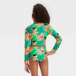 Girls' 'Abstract Blossoms' Floral Printed Rash Guard Set - art class™ Green -Art Class shop GUEST 7dfd4f65 a86d 4d18 98da 3f3f01cdbfe8