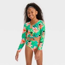 Girls' 'Abstract Blossoms' Floral Printed Rash Guard Set - art class™ Green -Art Class shop GUEST 80aede72 2b09 49f3 944b 46dc8392426d 2