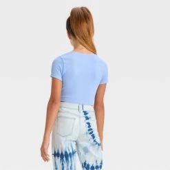 Girls' Short Sleeve Scoop Neck Seamless Cropped Top - art class™ White