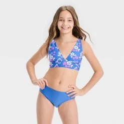 Girls' 'Happy Hibiscus with Sarong' Swimwear Set - art class™ Blue