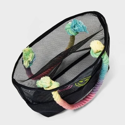 Girls' Smiley Mesh Tote Bag- art class™ Black 4 Girls' Smiley Mesh Tote Bag- art class™ Black - Image 2