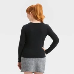 Girls' Long Sleeve Ribbed Baby T-Shirt - art class™ Blue