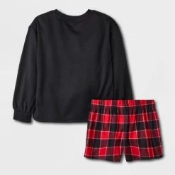 Girls' 2pc Full Sleeve Graphic Sweatshirt and Shorts Pajama Set - art class™ Cream